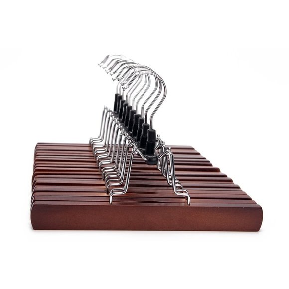 Solid Wooden Wood Skirt Hangers/ Retro Finished - Picture 2 of 7